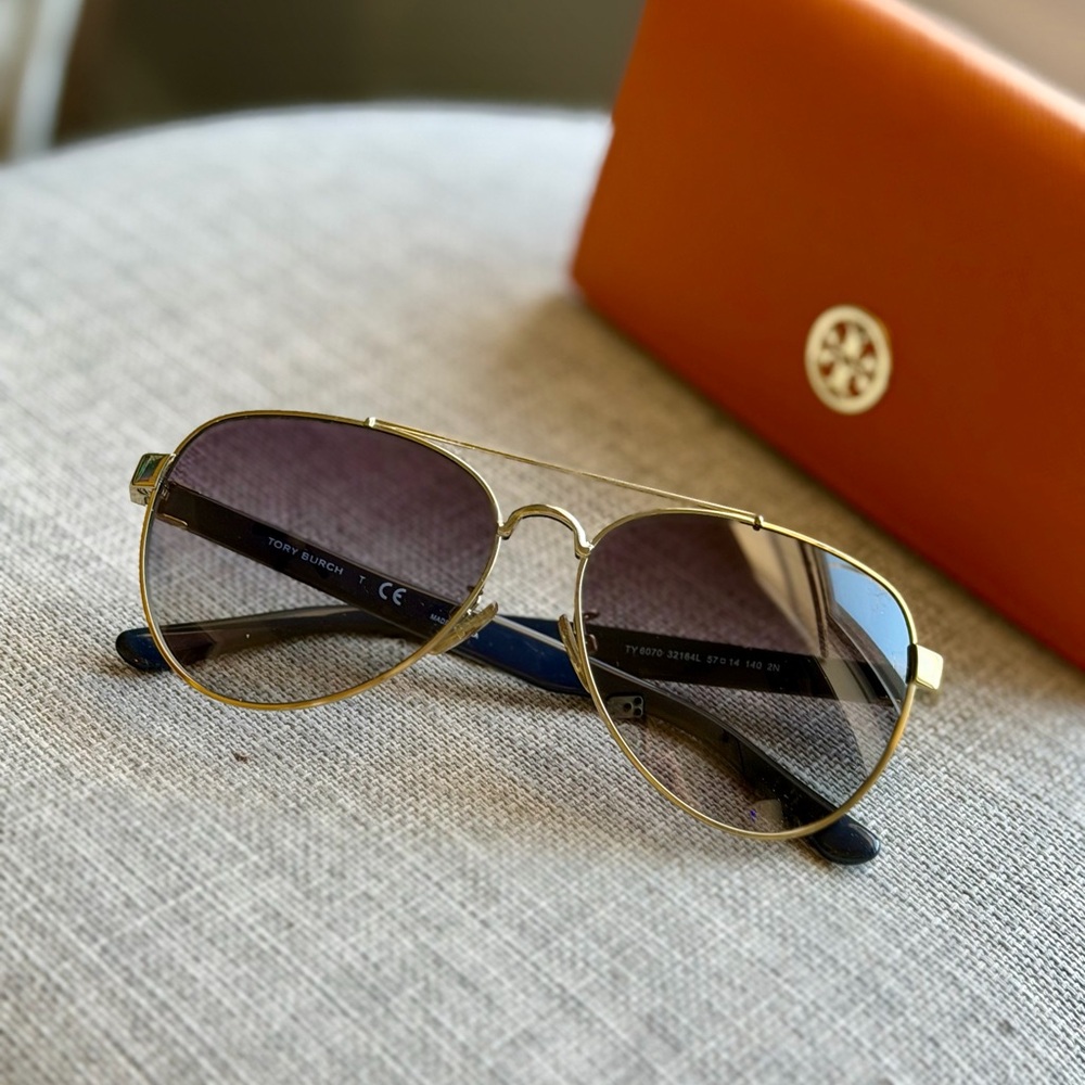 Tory Burch Gold Frame Aviator Sunglasses